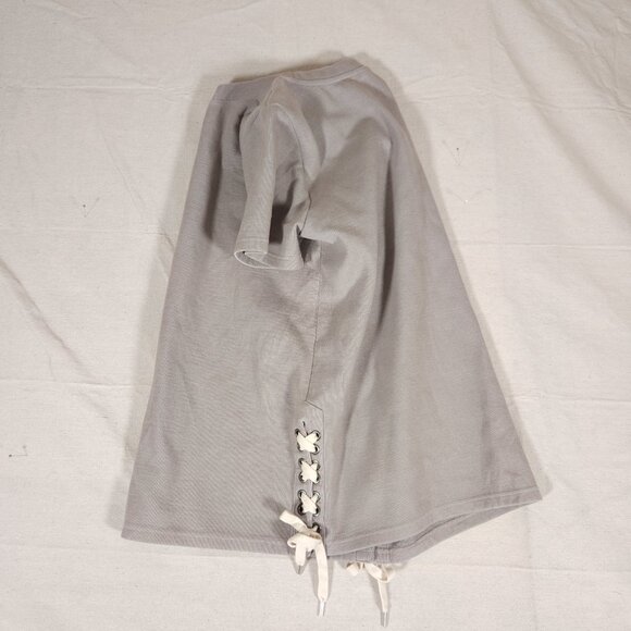 LL Bean Signature Short Sleeve Side Tie Gray Sweatshirt Womens Large Sporty - Picture 6 of 15